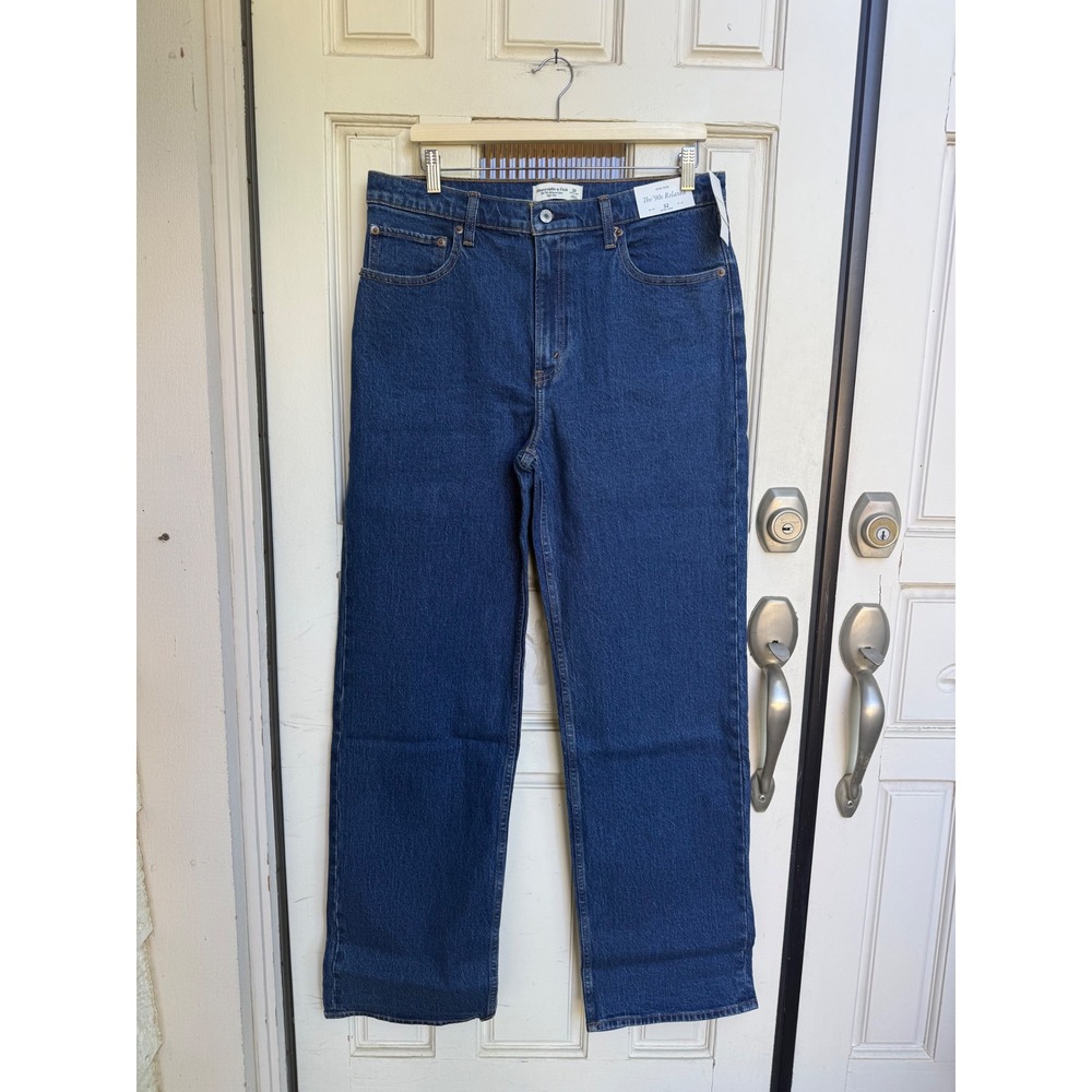Abercrombie & Fitch The 90s Relaxed High Rise Jeans Size 32 Extra Long Dark Wash